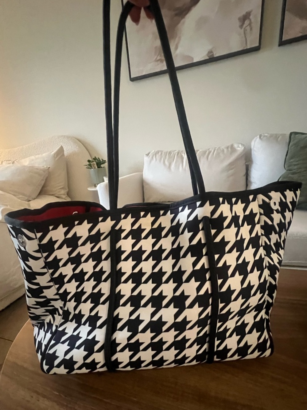 Parker & Hyde Capri Tote – Black Houdstooth